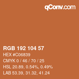 Color code: RGB 192 104 57 | qconv.com