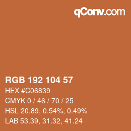 颜色代码: RGB 192 104 57 | qconv.com