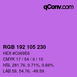 Color code: RGB 192 105 230 | qconv.com
