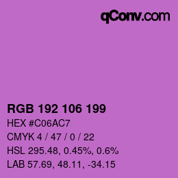 Color code: RGB 192 106 199 | qconv.com