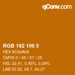 Color code: RGB 192 106 5 | qconv.com