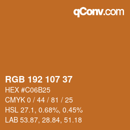 颜色代码: RGB 192 107 37 | qconv.com