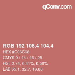 カラーコード: RGB 192 108.4 104.4 | qconv.com