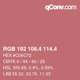 カラーコード: RGB 192 108.4 114.4 | qconv.com
