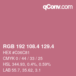カラーコード: RGB 192 108.4 129.4 | qconv.com