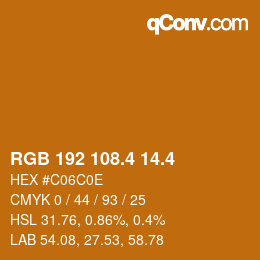 カラーコード: RGB 192 108.4 14.4 | qconv.com