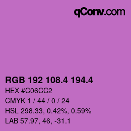 カラーコード: RGB 192 108.4 194.4 | qconv.com