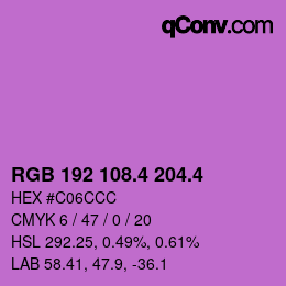 カラーコード: RGB 192 108.4 204.4 | qconv.com