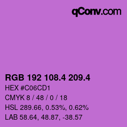 カラーコード: RGB 192 108.4 209.4 | qconv.com