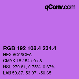 カラーコード: RGB 192 108.4 234.4 | qconv.com