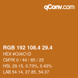 カラーコード: RGB 192 108.4 29.4 | qconv.com