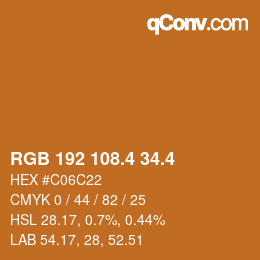 カラーコード: RGB 192 108.4 34.4 | qconv.com