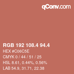 カラーコード: RGB 192 108.4 94.4 | qconv.com