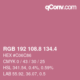 カラーコード: RGB 192 108.8 134.4 | qconv.com