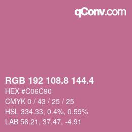 カラーコード: RGB 192 108.8 144.4 | qconv.com