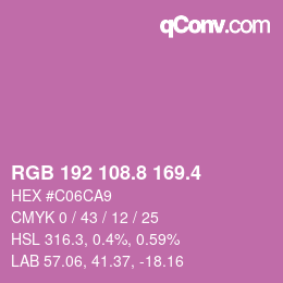 カラーコード: RGB 192 108.8 169.4 | qconv.com