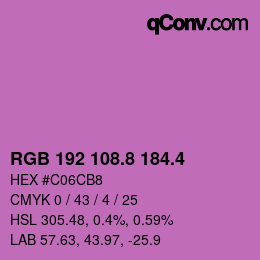 カラーコード: RGB 192 108.8 184.4 | qconv.com