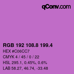 カラーコード: RGB 192 108.8 199.4 | qconv.com