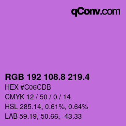 カラーコード: RGB 192 108.8 219.4 | qconv.com