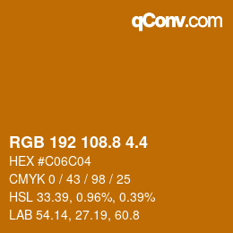 カラーコード: RGB 192 108.8 4.4 | qconv.com