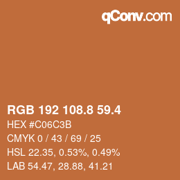 カラーコード: RGB 192 108.8 59.4 | qconv.com