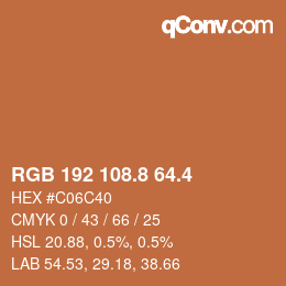 カラーコード: RGB 192 108.8 64.4 | qconv.com