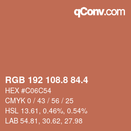 カラーコード: RGB 192 108.8 84.4 | qconv.com