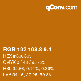 カラーコード: RGB 192 108.8 9.4 | qconv.com