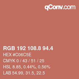 カラーコード: RGB 192 108.8 94.4 | qconv.com