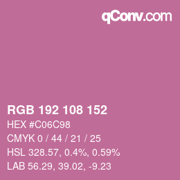 颜色代码: RGB 192 108 152 | qconv.com