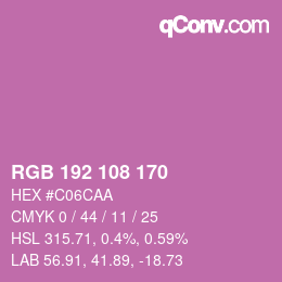 カラーコード: RGB 192 108 170 | qconv.com