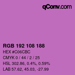 Color code: RGB 192 108 188 | qconv.com