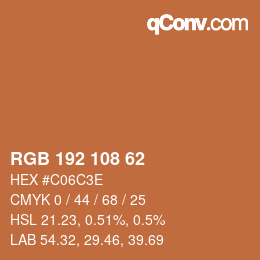 Color code: RGB 192 108 62 | qconv.com