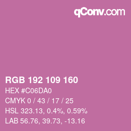 颜色代码: RGB 192 109 160 | qconv.com