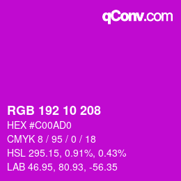 カラーコード: RGB 192 10 208 | qconv.com