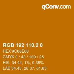 Color code: RGB 192 110.2 0 | qconv.com