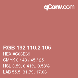 Color code: RGB 192 110.2 105 | qconv.com