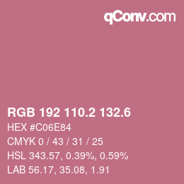 カラーコード: RGB 192 110.2 132.6 | qconv.com
