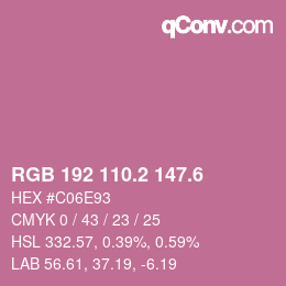 カラーコード: RGB 192 110.2 147.6 | qconv.com