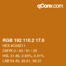カラーコード: RGB 192 110.2 17.6 | qconv.com