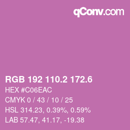 カラーコード: RGB 192 110.2 172.6 | qconv.com