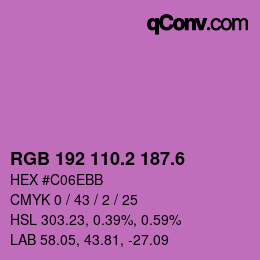 カラーコード: RGB 192 110.2 187.6 | qconv.com