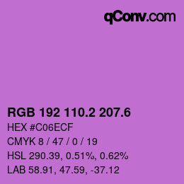 カラーコード: RGB 192 110.2 207.6 | qconv.com