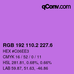 カラーコード: RGB 192 110.2 227.6 | qconv.com