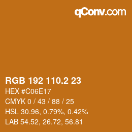 カラーコード: RGB 192 110.2 23 | qconv.com