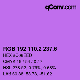 カラーコード: RGB 192 110.2 237.6 | qconv.com