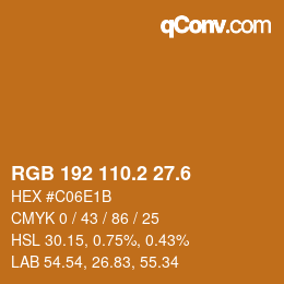 カラーコード: RGB 192 110.2 27.6 | qconv.com