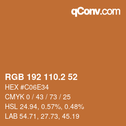 カラーコード: RGB 192 110.2 52 | qconv.com