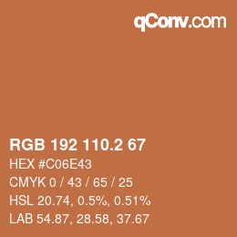 Color code: RGB 192 110.2 67 | qconv.com