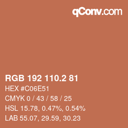 カラーコード: RGB 192 110.2 81 | qconv.com
